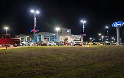 car dealership parking lot LED pole light